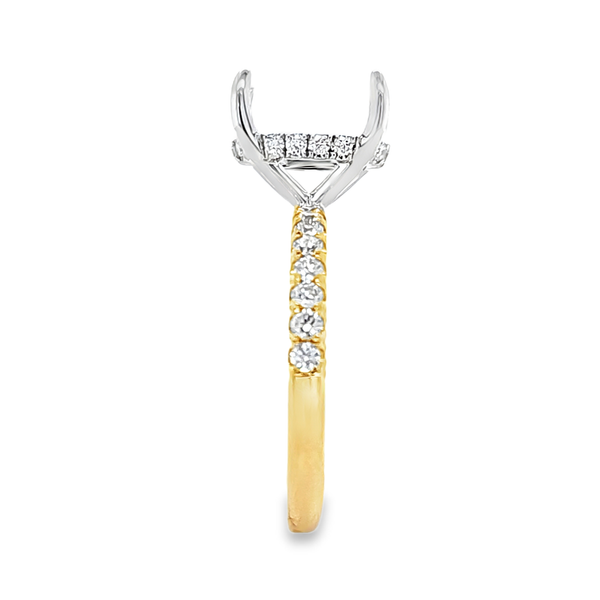 14K Two-Tone Oval Halo Semi Mount Ring .46ct | Shared Prong Setting Image 2 Classic Creations In Diamonds & Gold Venice, FL