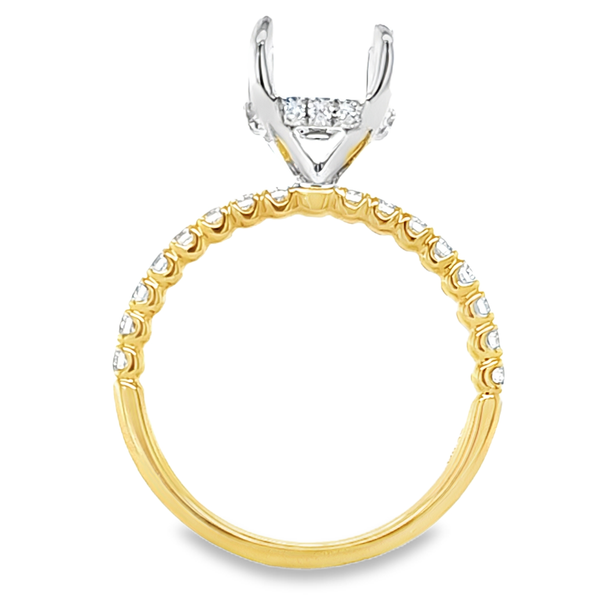 14K Two-Tone Oval Halo Semi Mount Ring .46ct | Shared Prong Setting Image 3 Classic Creations In Diamonds & Gold Venice, FL