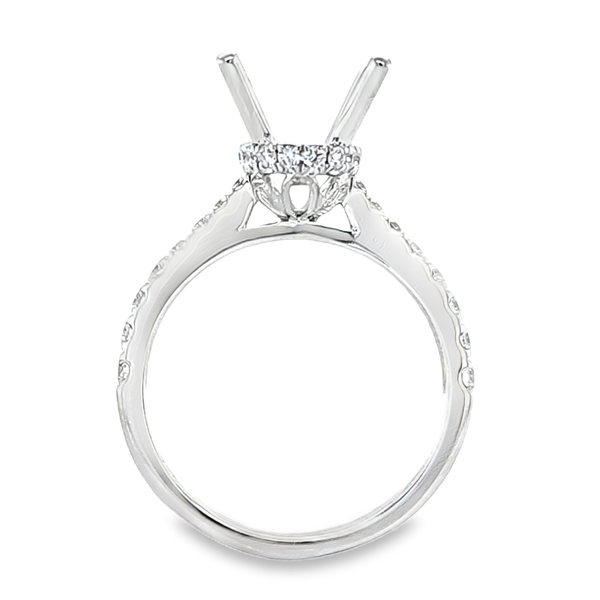 14K White Gold Oval Halo Semi Mount Ring .49ct | Micro Pave Filigree Setting Image 3 Classic Creations In Diamonds & Gold Venice, FL