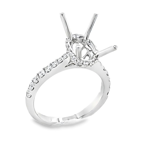 14K White Gold Oval Halo Semi Mount Ring .49ct | Micro Pave Filigree Setting Classic Creations In Diamonds & Gold Venice, FL