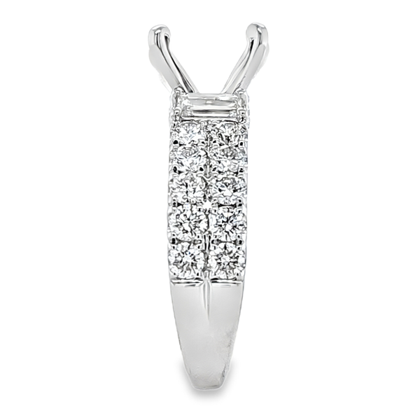 14K White Gold 2-Row Diamond Semi Mount 1.58ct | RBC and Baguette Ring Image 2 Classic Creations In Diamonds & Gold Venice, FL