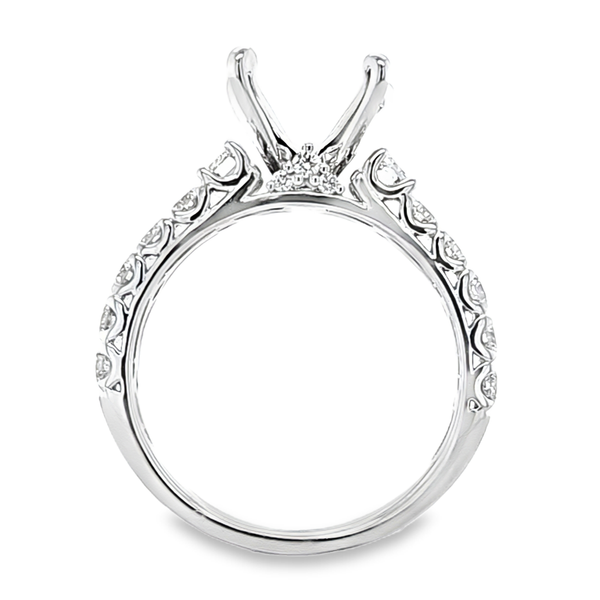 14K White Gold 2-Row Diamond Semi Mount 1.58ct | RBC and Baguette Ring Image 3 Classic Creations In Diamonds & Gold Venice, FL