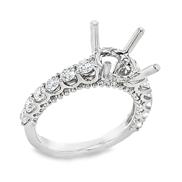 14K White Gold Round Halo Semi Mount Ring .99ct | Shared Prong Setting Classic Creations In Diamonds & Gold Venice, FL