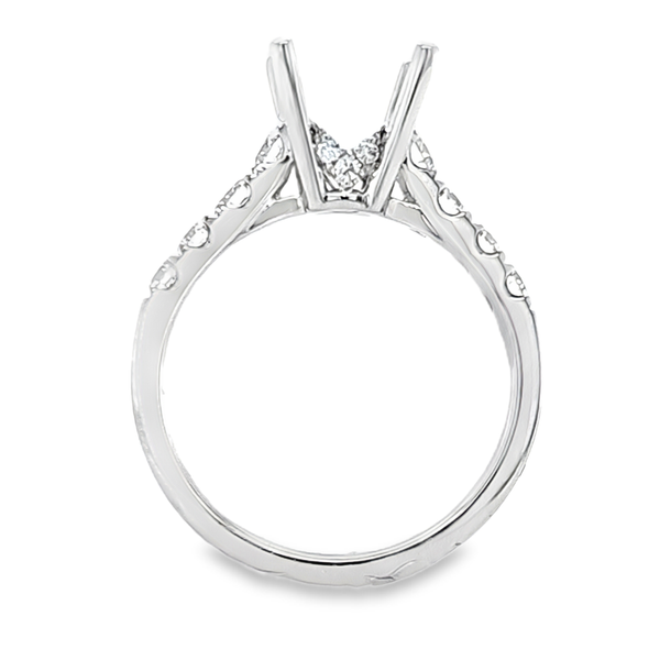14K White Gold Cathedral Semi Mount Ring .61ct | Round Shared Prong Setting Image 3 Classic Creations In Diamonds & Gold Venice, FL