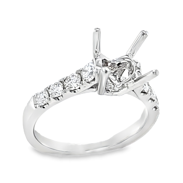 14K White Gold Cathedral Semi Mount Ring .61ct | Round Shared Prong Setting Classic Creations In Diamonds & Gold Venice, FL