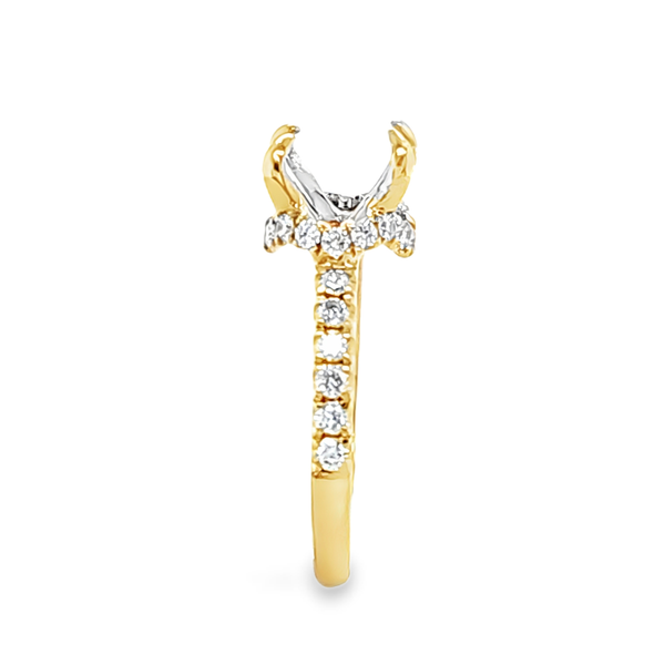 14K Yellow Gold Diamond Semi Mount Ring with Micro Pave Shank and Side Halo 0.49 CTW Image 2 Classic Creations In Diamonds & Gold Venice, FL