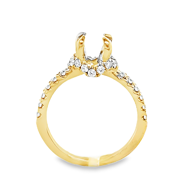 14K Yellow Gold Diamond Semi Mount Ring with Micro Pave Shank and Side Halo 0.49 CTW Image 3 Classic Creations In Diamonds & Gold Venice, FL