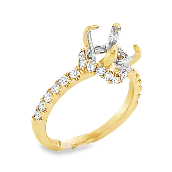 14K Yellow Gold Diamond Semi Mount Ring with Micro Pave Shank and Side Halo 0.49 CTW Classic Creations In Diamonds & Gold Venice, FL