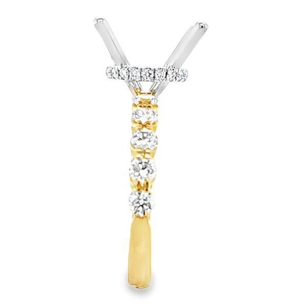 14K Two Tone Gold Round Diamond Side Halo Semi Mount 0.94 CTW Image 2 Classic Creations In Diamonds & Gold Venice, FL
