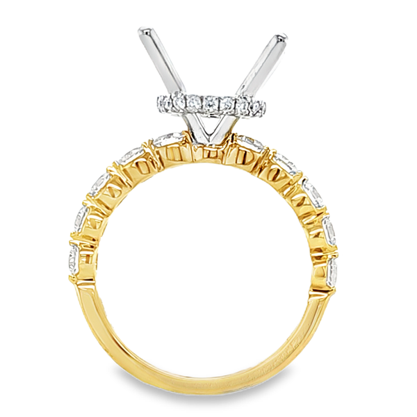 14K Two Tone Gold Round Diamond Side Halo Semi Mount 0.94 CTW Image 3 Classic Creations In Diamonds & Gold Venice, FL