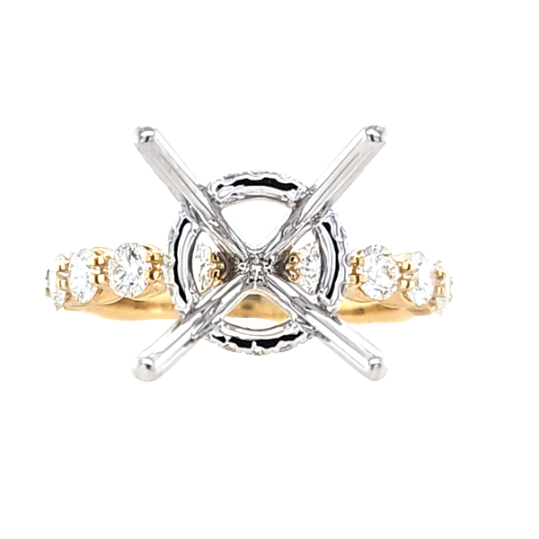 14K Two Tone Gold Round Diamond Side Halo Semi Mount 0.94 CTW Image 4 Classic Creations In Diamonds & Gold Venice, FL