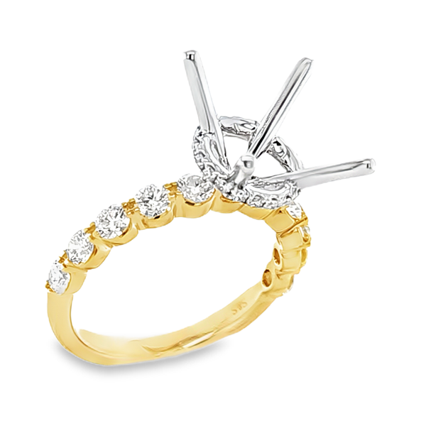14K Two Tone Gold Round Diamond Side Halo Semi Mount 0.94 CTW Classic Creations In Diamonds & Gold Venice, FL