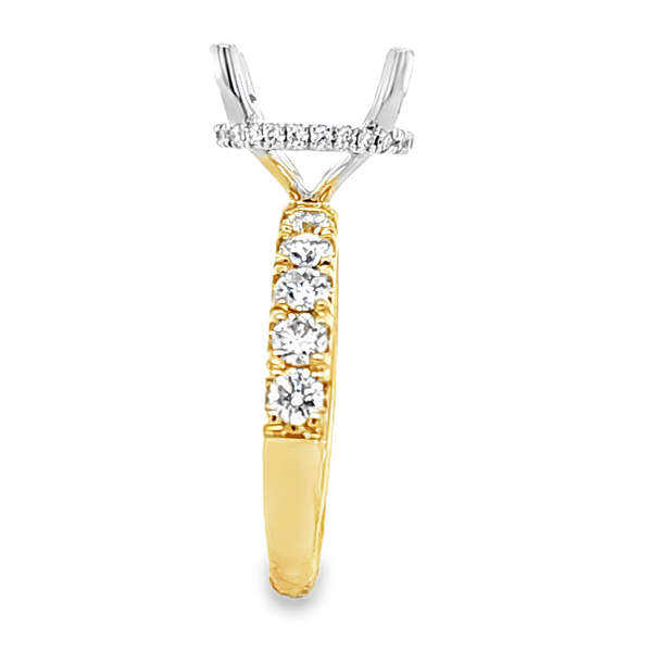 14K Two Tone Gold Diamond Side Halo Semi Mount 0.83 CTW Image 4 Classic Creations In Diamonds & Gold Venice, FL