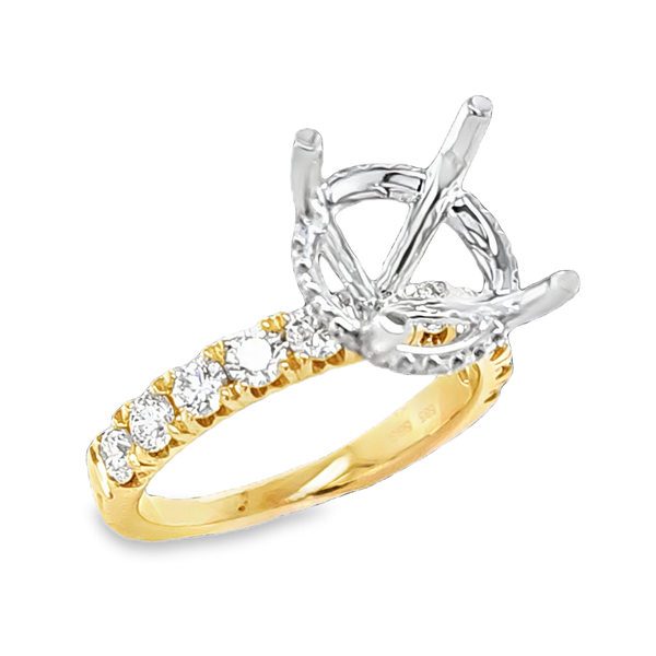 14K Two Tone Gold Diamond Side Halo Semi Mount 0.83 CTW Classic Creations In Diamonds & Gold Venice, FL