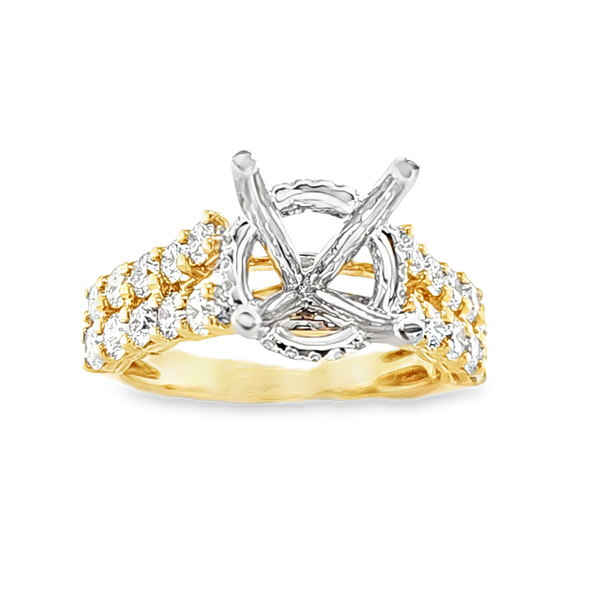 14K Two Tone Gold Diamond V Shank Side Halo Semi Mount 1.24 CTW Image 2 Classic Creations In Diamonds & Gold Venice, FL