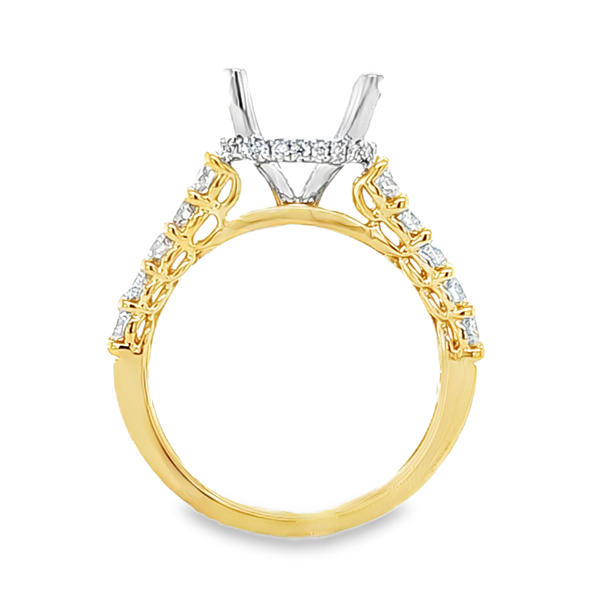 14K Two Tone Gold Diamond V Shank Side Halo Semi Mount 1.24 CTW Image 3 Classic Creations In Diamonds & Gold Venice, FL