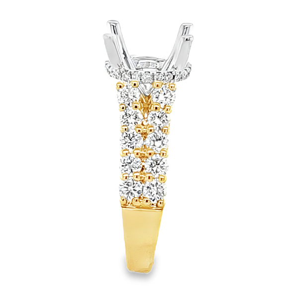 14K Two Tone Gold Diamond V Shank Side Halo Semi Mount 1.24 CTW Image 4 Classic Creations In Diamonds & Gold Venice, FL