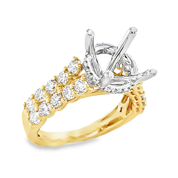 14K Two Tone Gold Diamond V Shank Side Halo Semi Mount 1.24 CTW Classic Creations In Diamonds & Gold Venice, FL