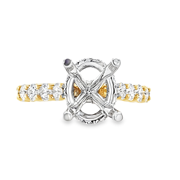14K Two Tone Gold Oval Diamond Halo Semi Mount 0.93 CTW Image 2 Classic Creations In Diamonds & Gold Venice, FL