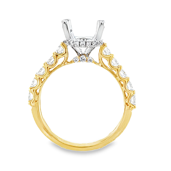 14K Two Tone Gold Oval Diamond Halo Semi Mount 0.93 CTW Image 3 Classic Creations In Diamonds & Gold Venice, FL
