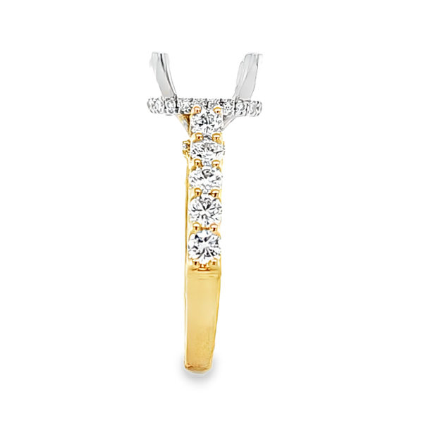 14K Two Tone Gold Oval Diamond Halo Semi Mount 0.93 CTW Image 4 Classic Creations In Diamonds & Gold Venice, FL