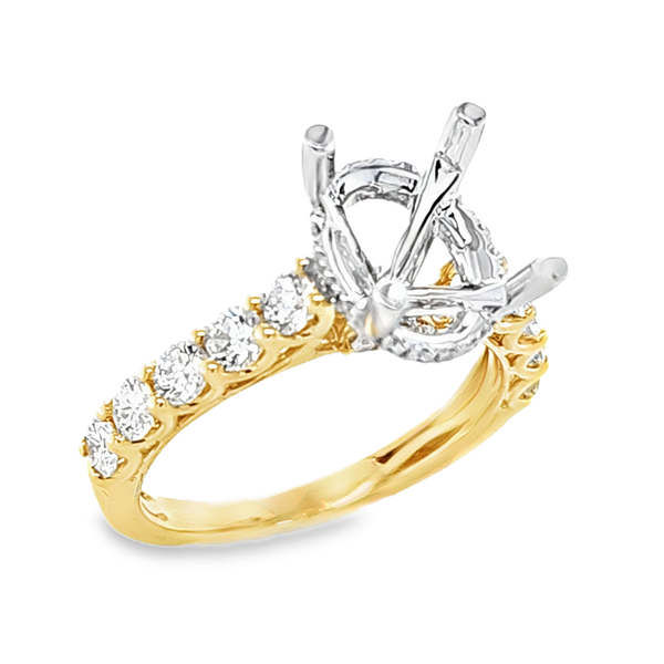 14K Two Tone Gold Oval Diamond Halo Semi Mount 0.93 CTW Classic Creations In Diamonds & Gold Venice, FL