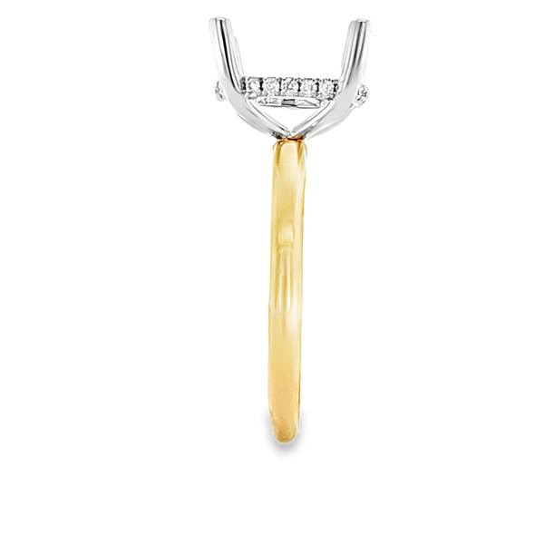 14K Two Tone Gold Micro Pave Diamond Rectangular Semi Mount Image 3 Classic Creations In Diamonds & Gold Venice, FL