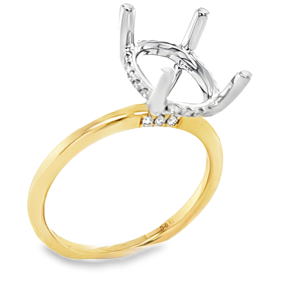14K Two Tone Gold Micro Pave Diamond Rectangular Semi Mount Classic Creations In Diamonds & Gold Venice, FL