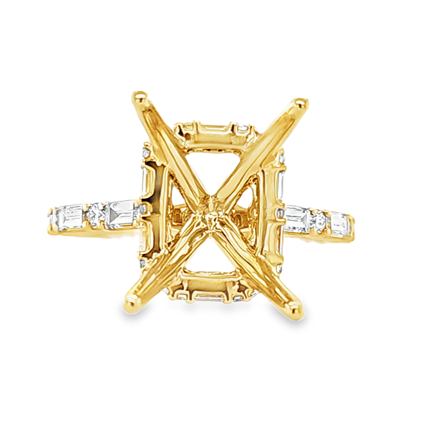 14K Yellow Gold Round and Baguette Diamond Semi Mount 0.96 CTW Image 2 Classic Creations In Diamonds & Gold Venice, FL