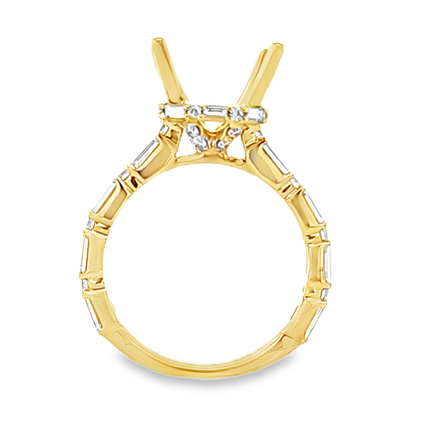 14K Yellow Gold Round and Baguette Diamond Semi Mount 0.96 CTW Image 3 Classic Creations In Diamonds & Gold Venice, FL