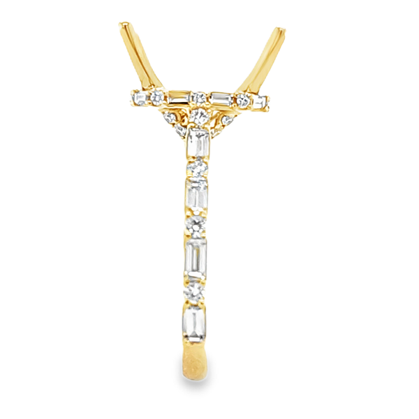 14K Yellow Gold Round and Baguette Diamond Semi Mount 0.96 CTW Image 4 Classic Creations In Diamonds & Gold Venice, FL