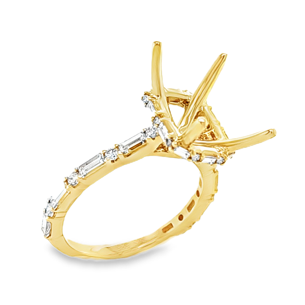 14K Yellow Gold Round and Baguette Diamond Semi Mount 0.96 CTW Classic Creations In Diamonds & Gold Venice, FL
