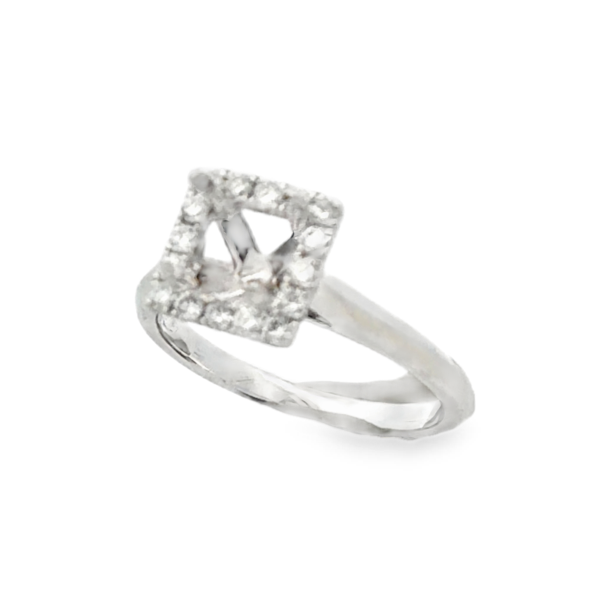 14K White Gold Princess Diamond Halo Semi Mount 0.35 CTW Image 2 Classic Creations In Diamonds & Gold Venice, FL