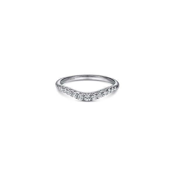 Curved 14K White Gold French Pavé Diamond Wedding Band Classic Creations In Diamonds & Gold Venice, FL