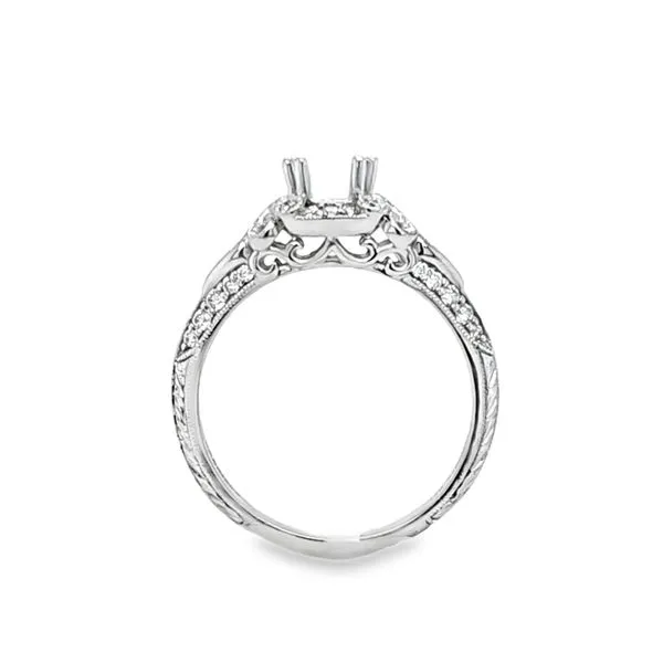 14K White Gold Pavé Filigree Milgrain Ring | Vintage-Inspired Design | 0.30ct Diamonds Image 2 Classic Creations In Diamonds & Gold Venice, FL
