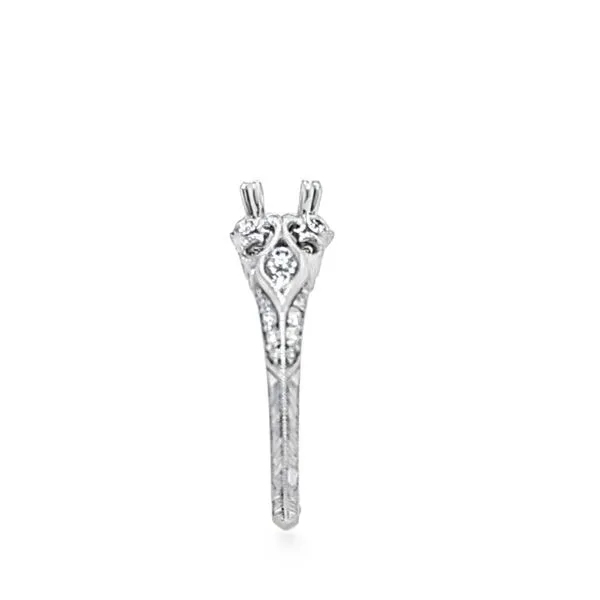 14K White Gold Pavé Filigree Milgrain Ring | Vintage-Inspired Design | 0.30ct Diamonds Image 3 Classic Creations In Diamonds & Gold Venice, FL