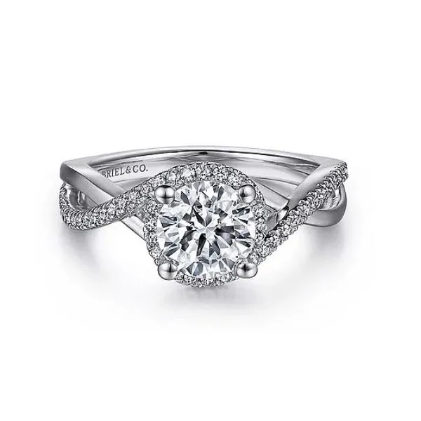 Round halo white gold engagement rings top