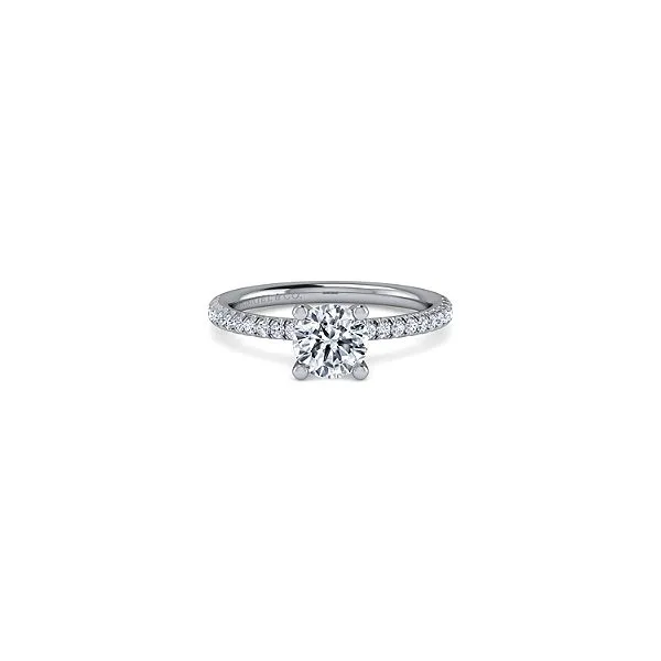 Gabriel Evelyn 14K White Gold Micro Pavé Shank Basket Setting Diamond Semi Mount Ring Classic Creations In Diamonds & Gold Venice, FL