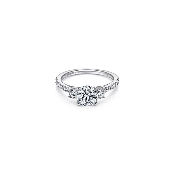 14K White Gold Round Three Stone Diamond Engagement Ring Classic Creations In Diamonds & Gold Venice, FL