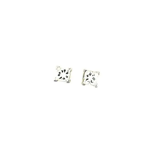 14K White Gold Princes Cut Diamond Screw Back Stud Earrings Classic Creations In Diamonds & Gold Venice, FL