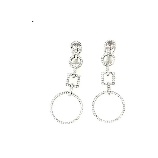 18K White Gold Dangling Circles Omega Back Earrings Classic Creations In Diamonds & Gold Venice, FL
