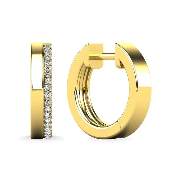 Pavé Diamond & Polished huggie hoop earrings Classic Creations In Diamonds & Gold Venice, FL