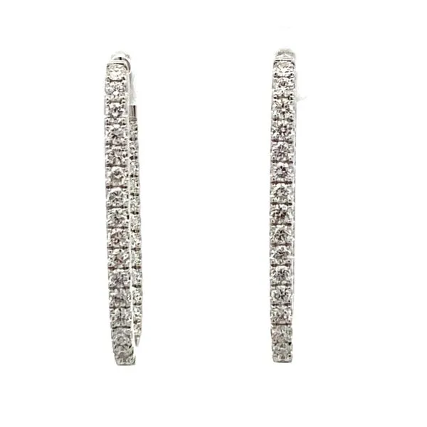 14K Inside-Out Diamond Oval Hoop Earrings Classic Creations In Diamonds & Gold Venice, FL