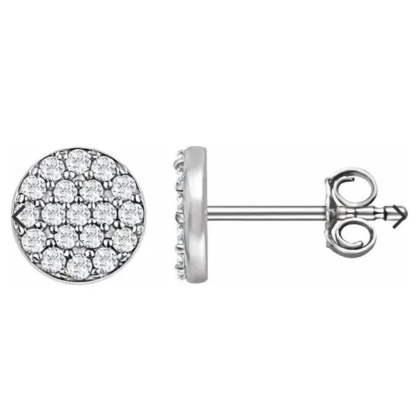 14K White Gold Pave' Diamond Cluster Stud Earrings Classic Creations In Diamonds & Gold Venice, FL