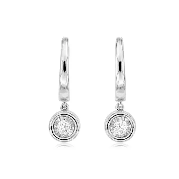 14K White Gold Illusion Set Dangling Diamond Solitaire with Lever Back Earrings Classic Creations In Diamonds & Gold Venice, FL