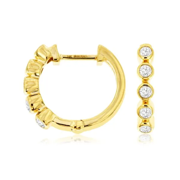Bezel Set Diamond Huggie Earrings Classic Creations In Diamonds & Gold Venice, FL