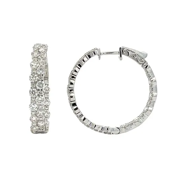 Double Row Diamond Inside-Outside Hinged Hoops Classic Creations In Diamonds & Gold Venice, FL