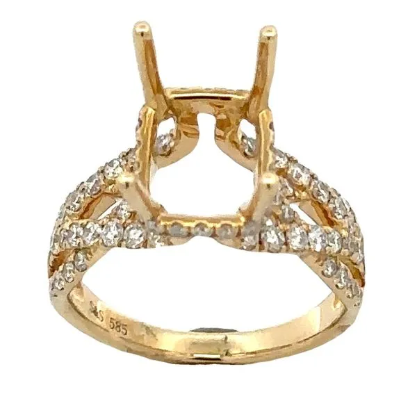 Cushion Center Pave' Diamond Weave Shank Side Halo Setting Classic Creations In Diamonds & Gold Venice, FL