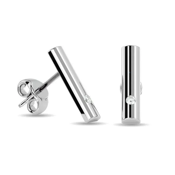 WG Bezel Set Diamond Vertical Bar Studs Classic Creations In Diamonds & Gold Venice, FL