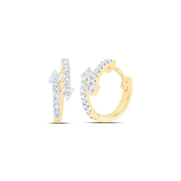 YG Bypass Diamond Arrow Huggies Classic Creations In Diamonds & Gold Venice, FL